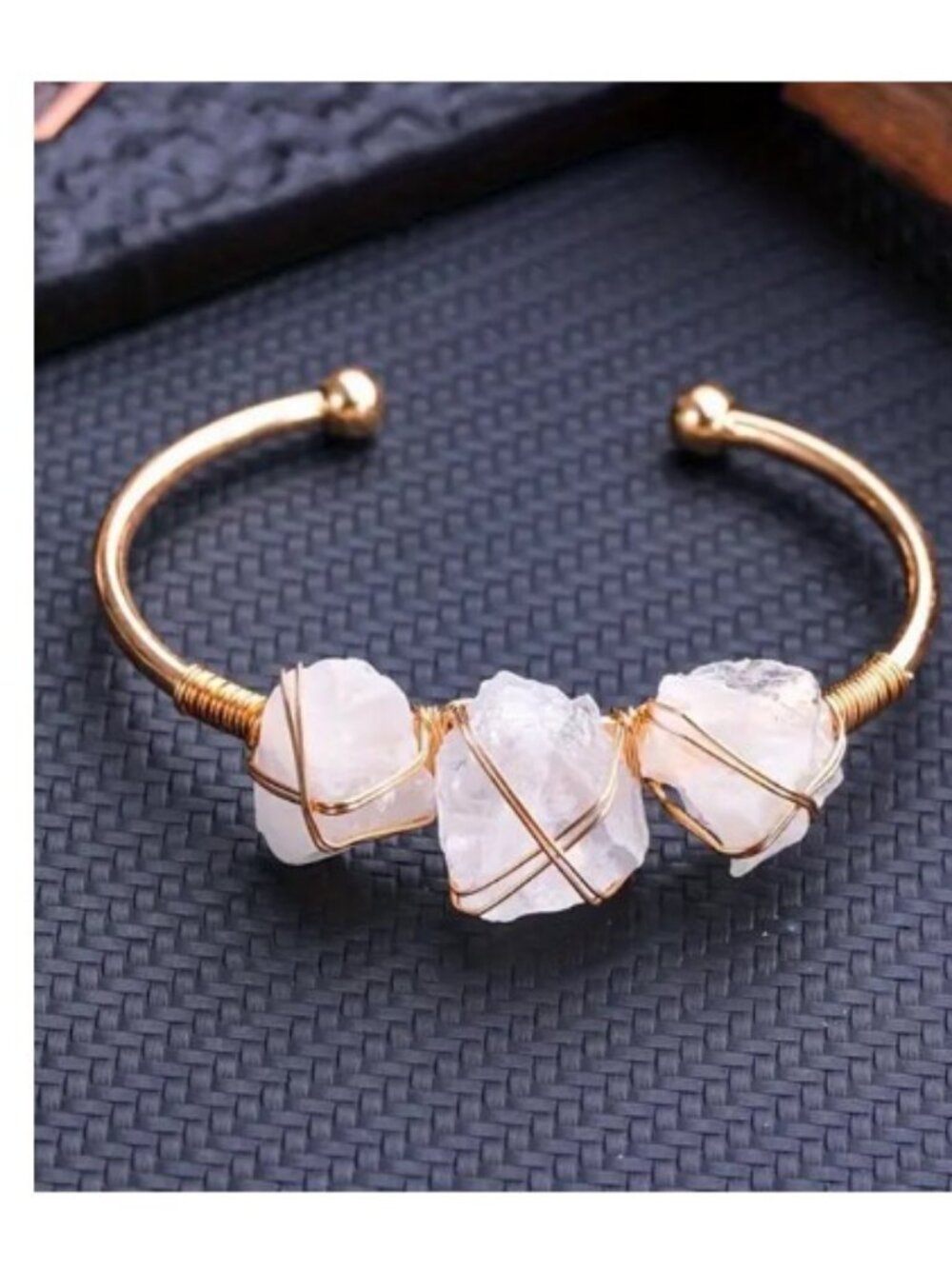 semi precious stone wire bangle bracelet